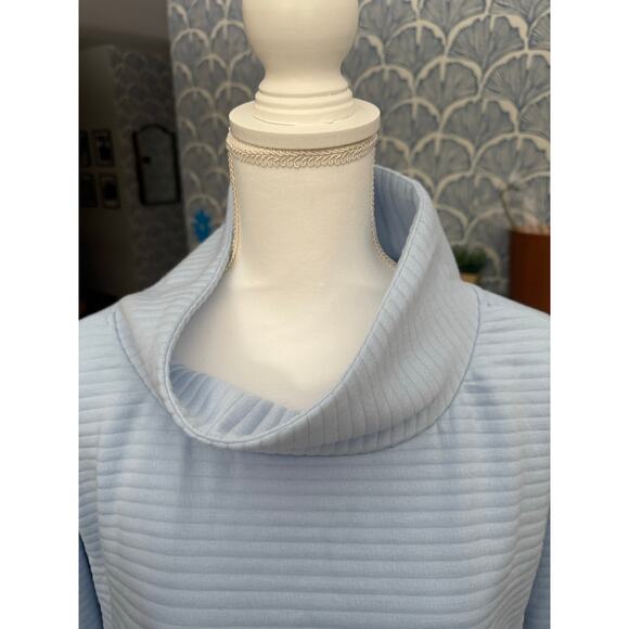 The Sweatshirt Project Sky Blue Ribbed Side Zip High Neck Thermal Sweatshirt - Picture 6 of 7